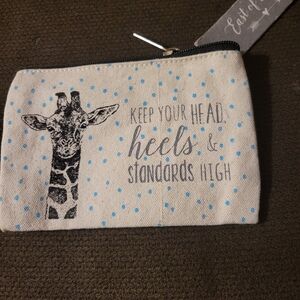 East of India bag, " Keep Your Head, Heels, and Standards High" Size 6"X4"